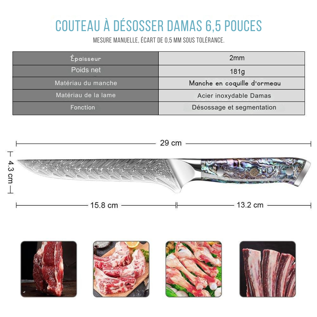Couteau à désosser en damas japonais - ChicUndStil