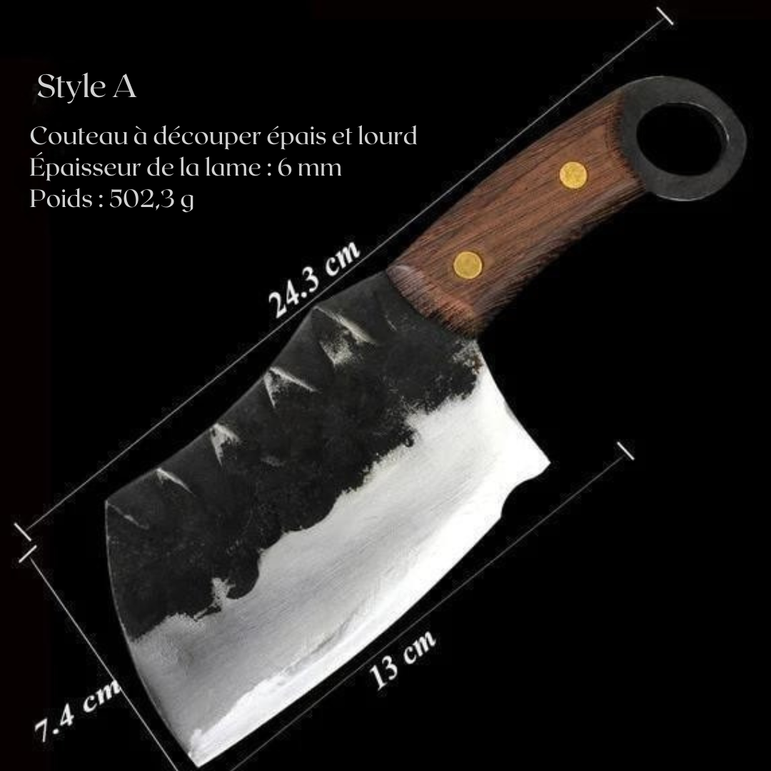 Couteau de Boucher en Acier Haute Carbone Fait Main - ChicUndStil