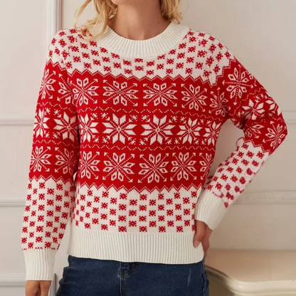 Chic und Stil | Pull Noël en tricot pour femmes - Design flocons de neige
