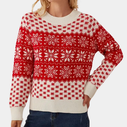 Chic und Stil | Pull Noël en tricot pour femmes - Design flocons de neige