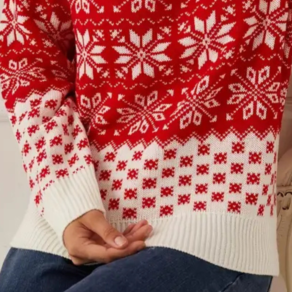 Chic und Stil | Pull Noël en tricot pour femmes - Design flocons de neige