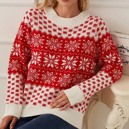 Chic und Stil | Pull Noël en tricot pour femmes - Design flocons de neige