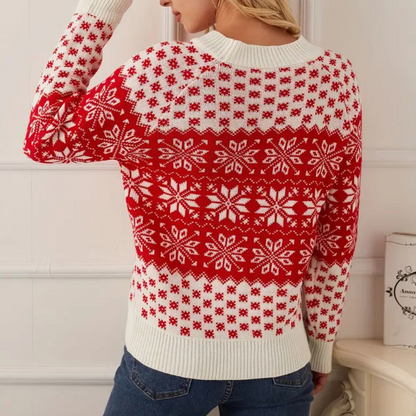 Chic und Stil | Pull Noël en tricot pour femmes - Design flocons de neige