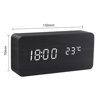 Chic and Style | Wooden LED Smart Alarm Clock for Bedroom