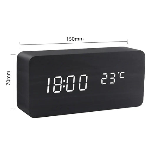 Chic and Style | Wooden LED Smart Alarm Clock for Bedroom