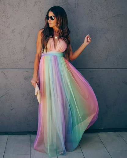 Chic und Stil | Vibrant Rainbow Dress for a Striking Style