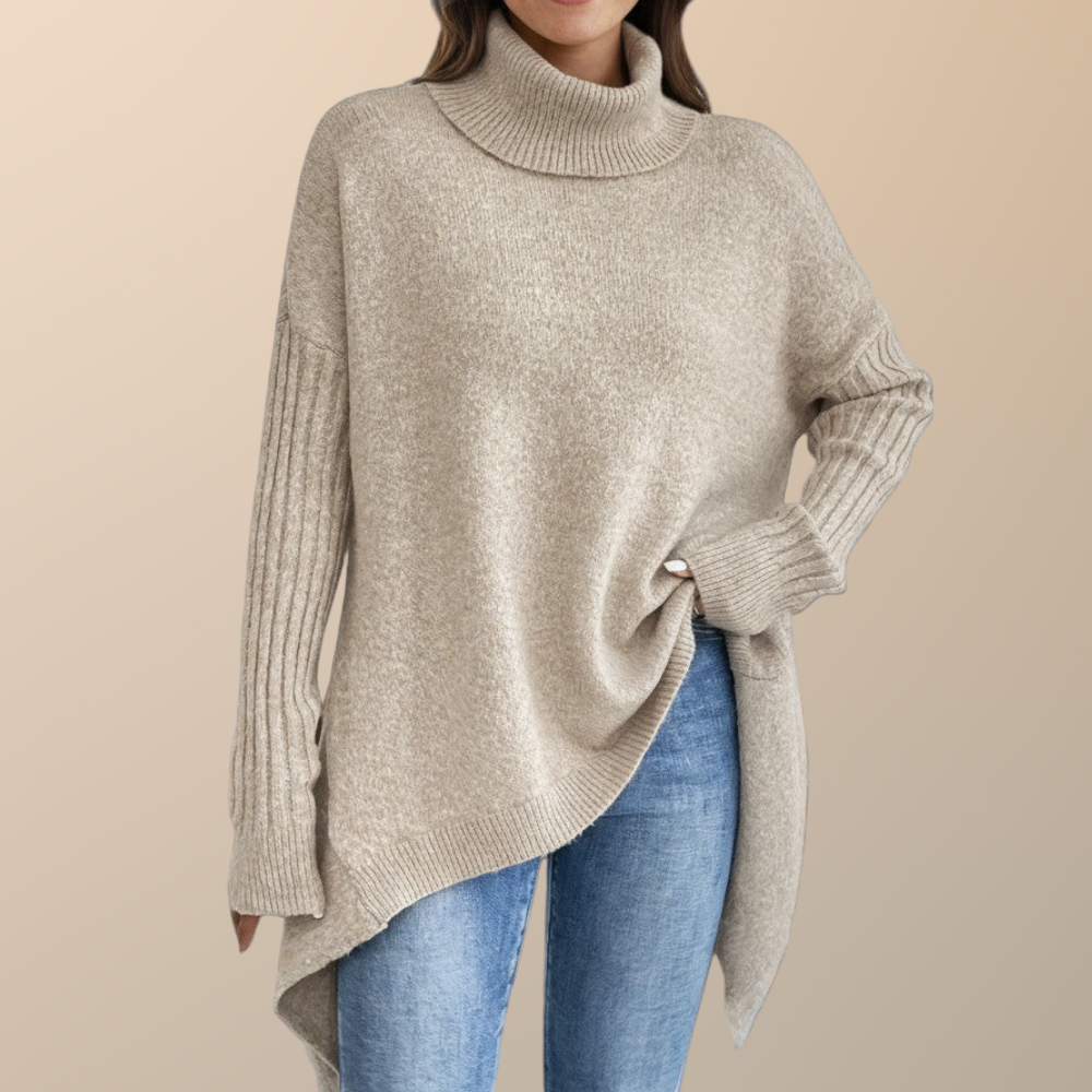 Chic und Stil | Pull à col roulé long élégant pour femmes