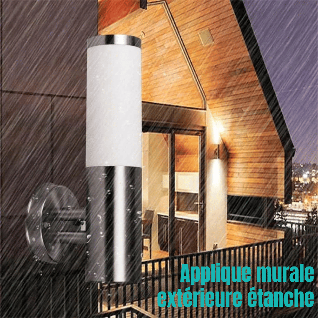StainlessGlow - Lampes Murales Modernes en Acier Inoxydable pour l'Extérieur-Appliques-ChicUndStil