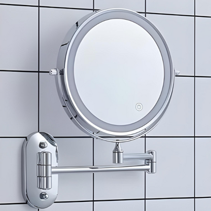 Chic and Style | LED Makeup Mirror with Magnification | Rechargeable | Cosmetic &amp; Bathroom | Chrome Silver