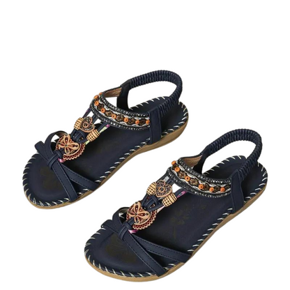 Chic und Stil | Flat Sandals - Boho - Rhinestone Butterfly