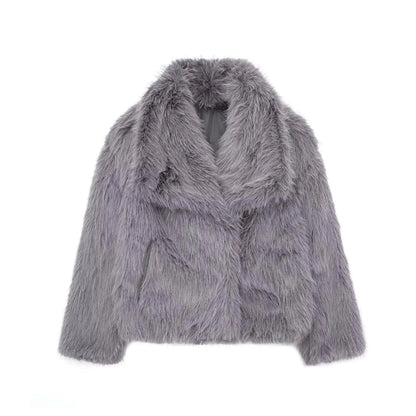 Veste en fourrure de luxe Coat ChicUndStil Gris XS 