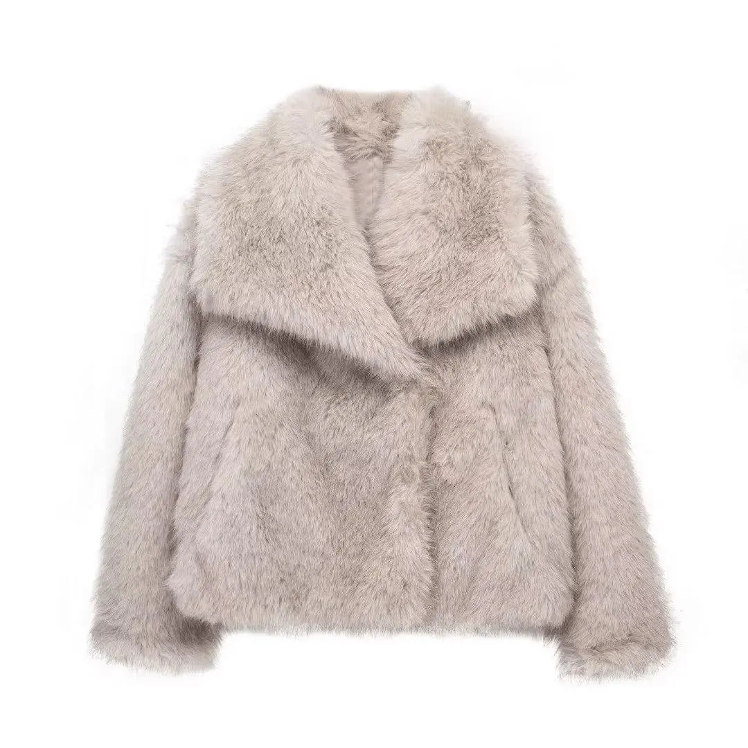 Veste en fourrure de luxe Coat ChicUndStil Greige XS 