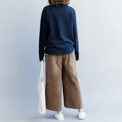 Chic und Stil | dark blue knit coats casual knit pull-overs with a high cut