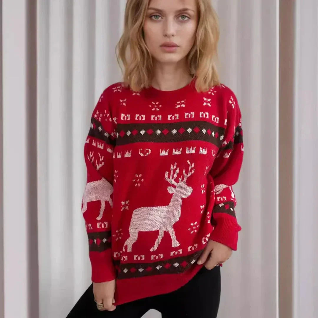 Chic und Stil | Erreur sapin de Noël - Pull pour femme tricoté avec renne