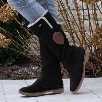 Chic und Stil | Ankle-high boots - Suede-like upper material - Faux fur lining - Treaded sole - Side zipper