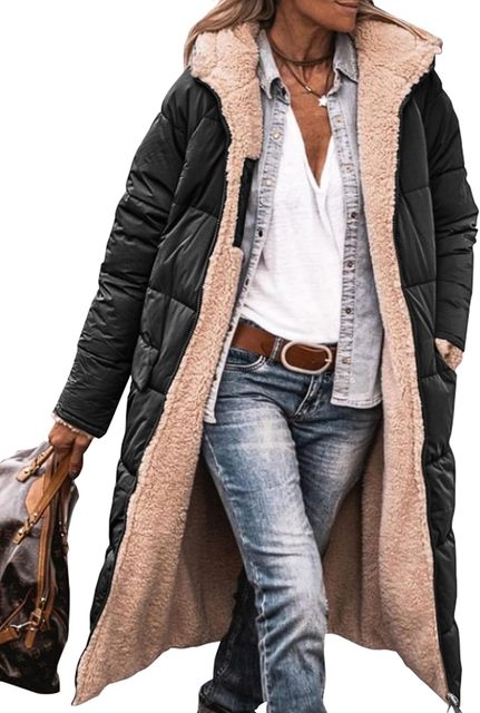 Chic und Stil - Femmes Hoodie Sherpa - Veste matelassée en polaire doublée