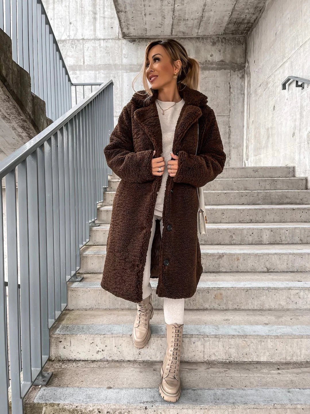 FrostGlamour: - Long winter coat in fine wool with buttons