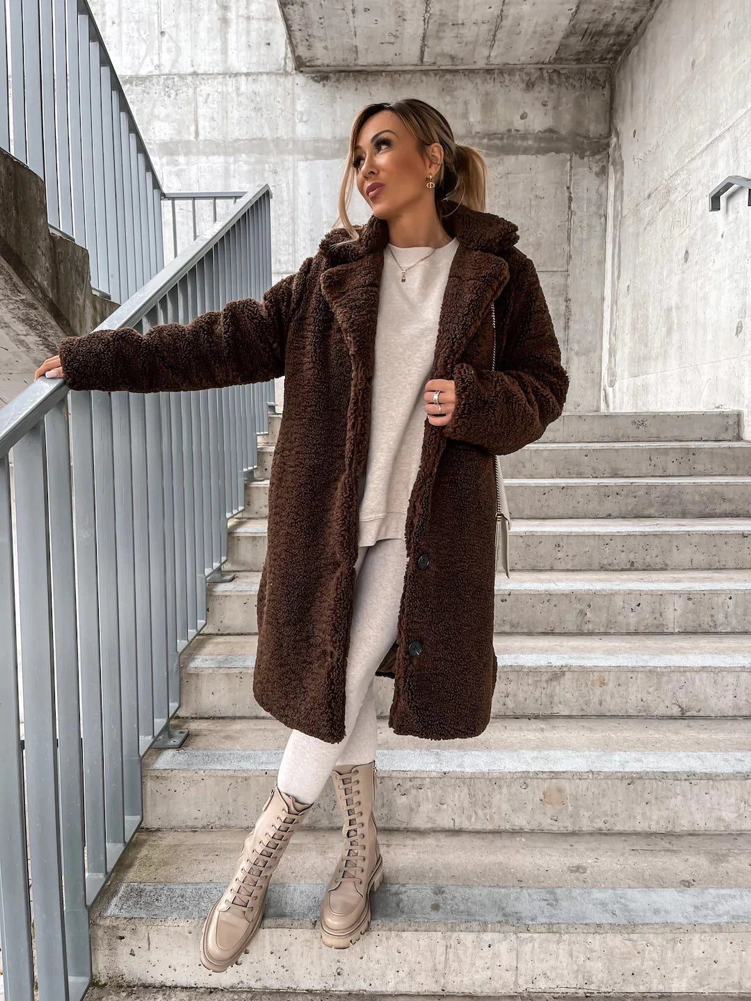 FrostGlamour: - Long winter coat in fine wool with buttons