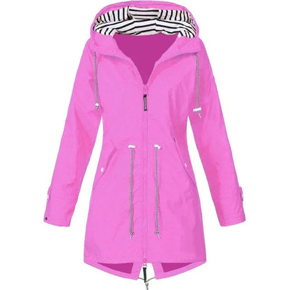 Rosa wasserdichter Trenchcoat mit Kapuze