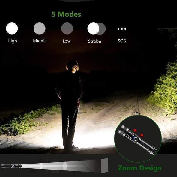 Chic und Stil | Lampe de poche LED haute puissance 30000-5000 Lumens, étanche
