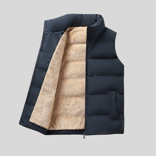 Chic und Stil | Sleeveless Down Jacket with Zipper and Faux Fur Lining