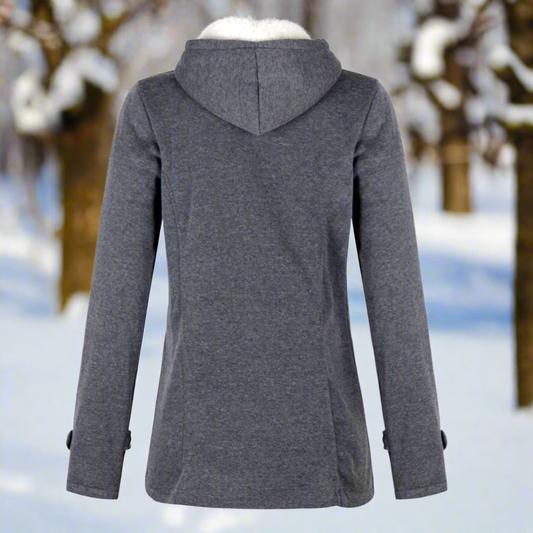 Chic und Stil | Wool Toggle Duffle Coat Hooded Fuzzy Padded Duffle Coat