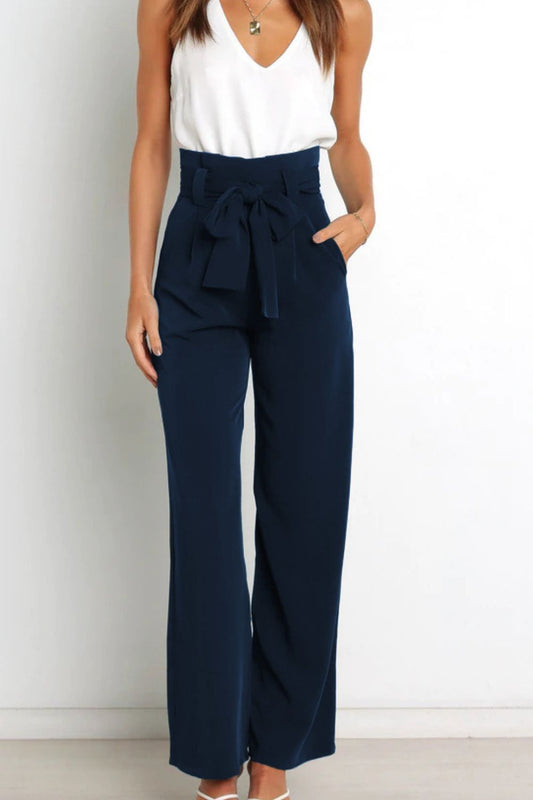 Chic und Stil | High Waist Paperbag Pants with Bow Detail