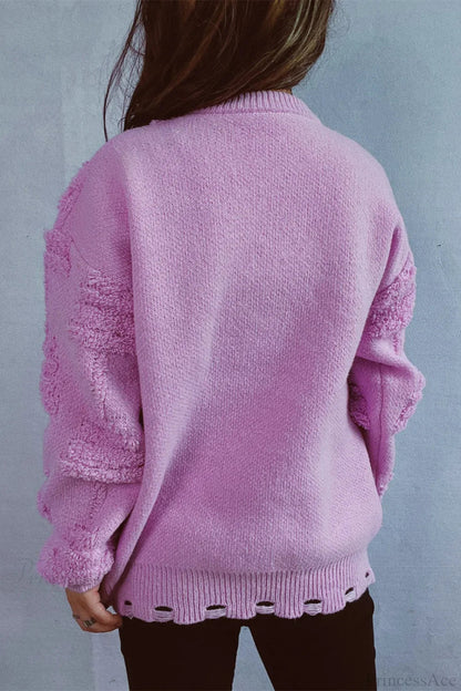 Chic und Stil | Christmas 3D Tree Pearl Solid Flocked Pullover