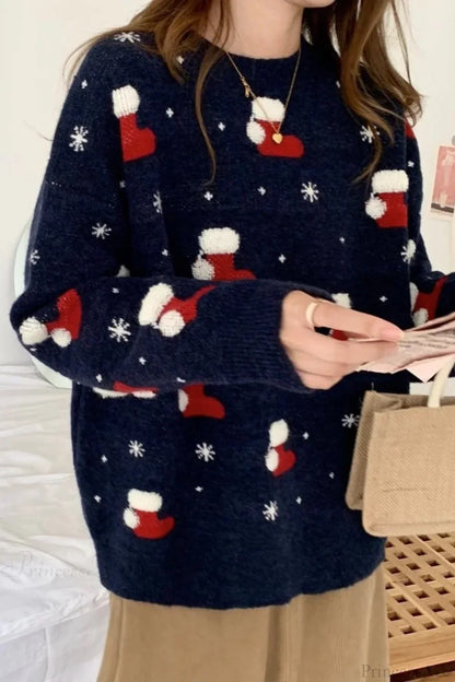 Chic und Stil | Christmas Stocking Snowflake Loose Pullover