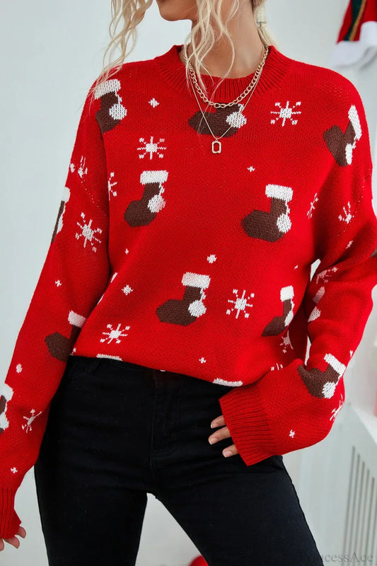 Chic und Stil | Christmas Stocking Snowflake Loose Pullover