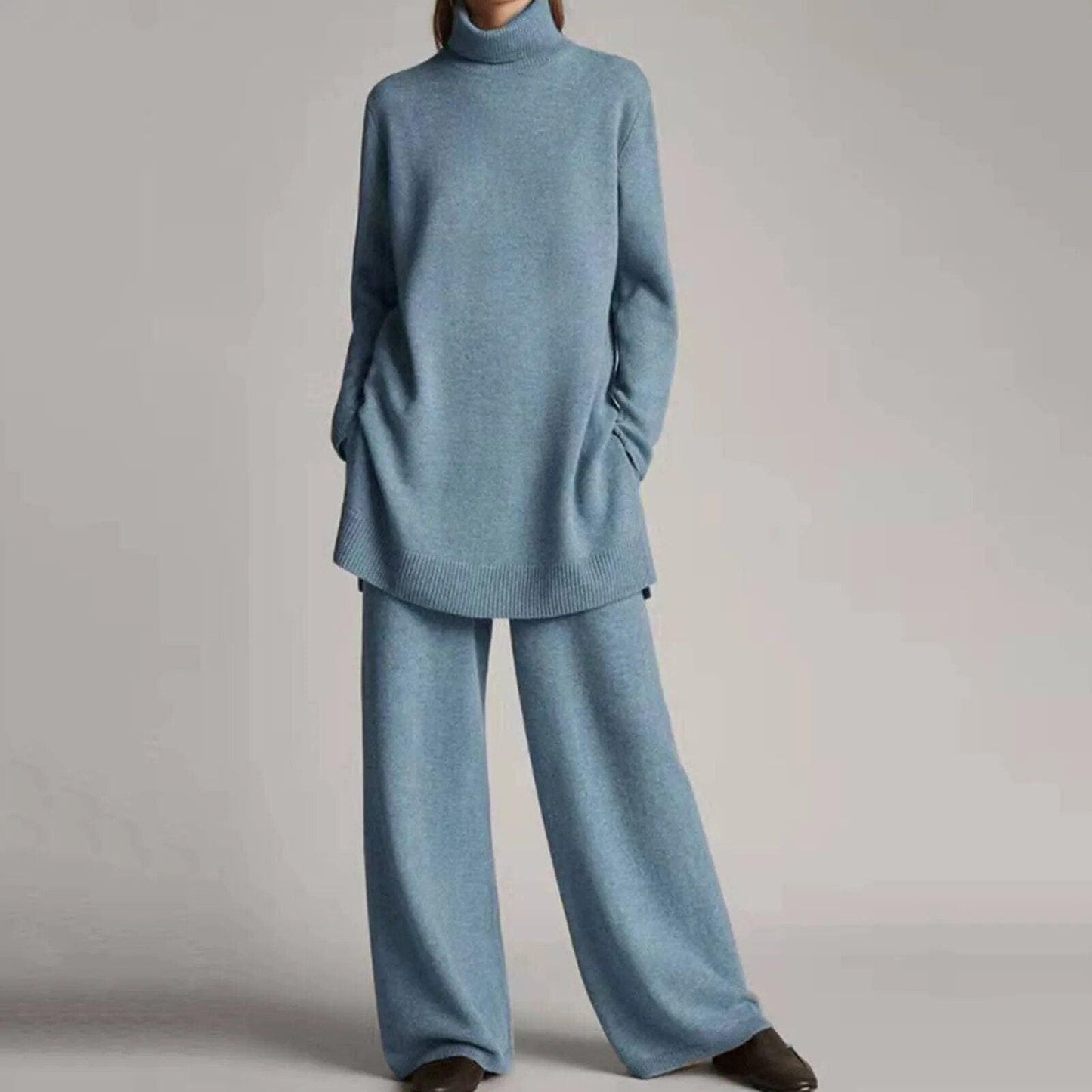 Chic und Stil | Sweater with turtleneck and wide leg pants