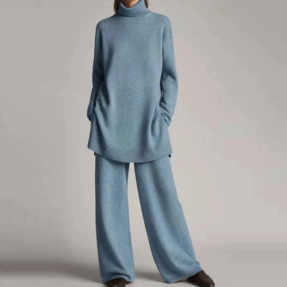 Chic und Stil | Sweater with turtleneck and wide leg pants
