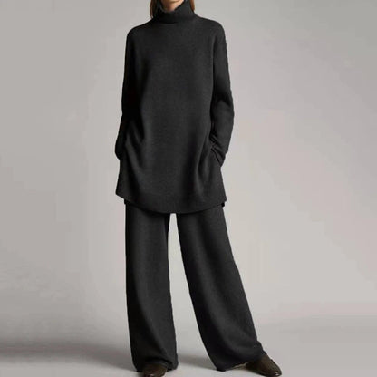 Chic und Stil | Sweater with turtleneck and wide leg pants