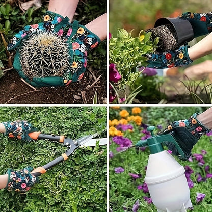 Chic und Stil | Breathable Garden Gloves with Floral Pattern