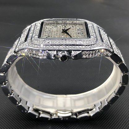 Chic and Style | MISSFOX Ice Out Square Watch for Men