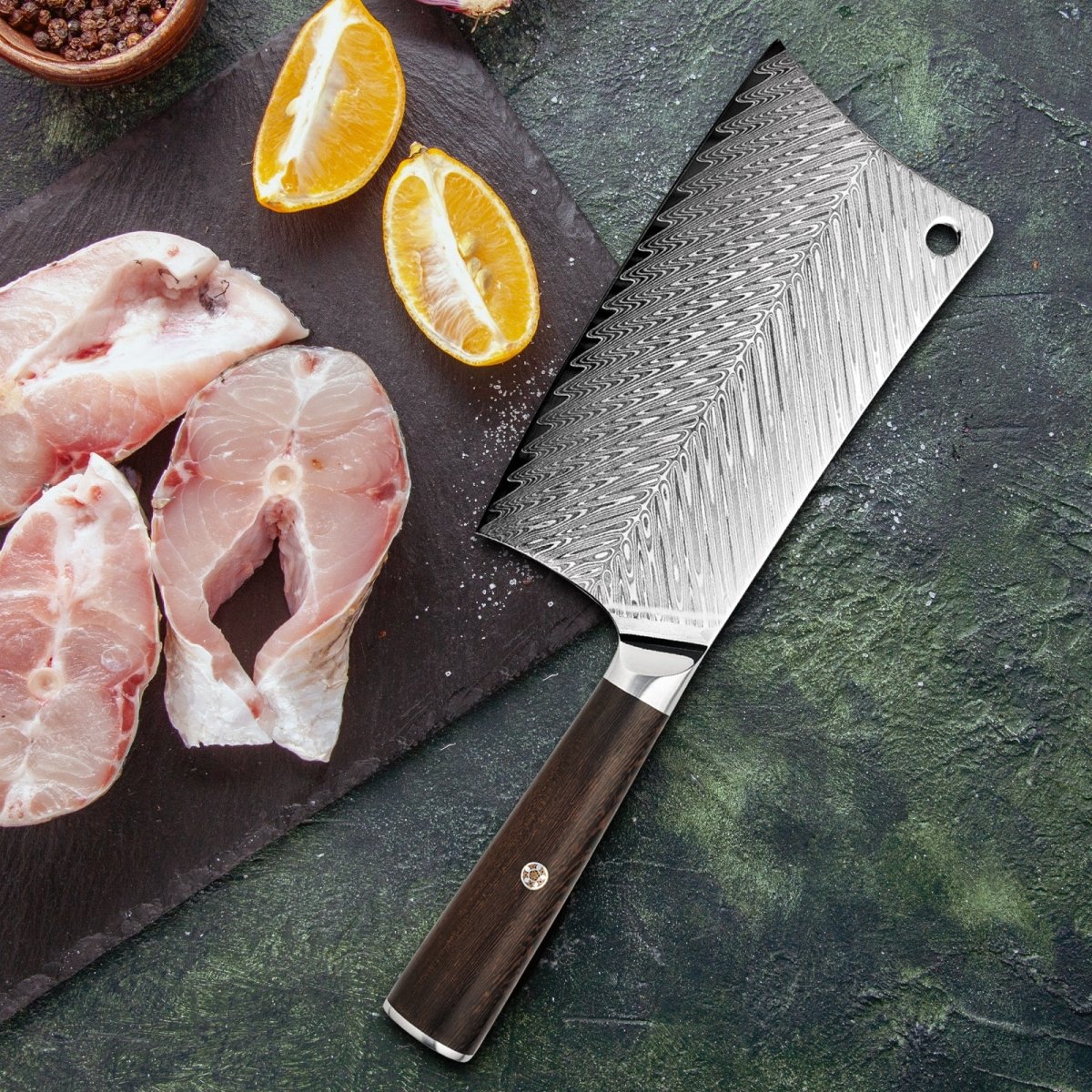Couteau de Boucher en Acier Damas - ChicUndStil