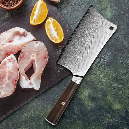Couteau de Boucher en Acier Damas - ChicUndStil