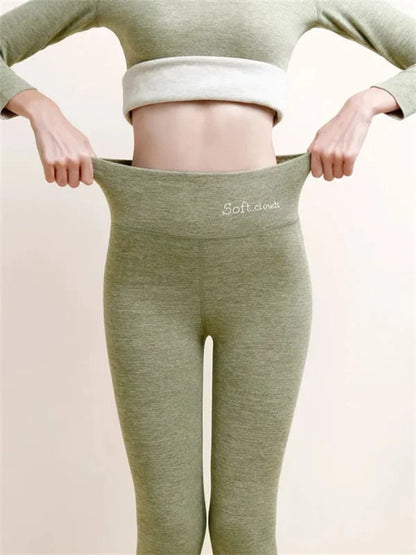Chic und Stil | Women's winter fleece pants - Warm shaping effect leggings