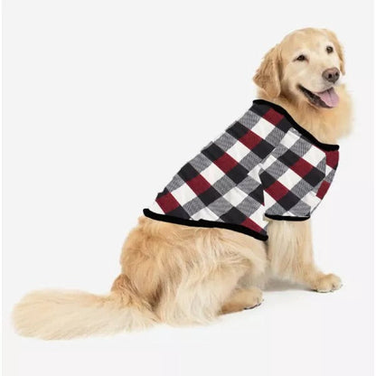 Chic und Stil | Merry Christmas Sweet Gnome Print Casual Long Sleeve Sweatshirts Contrast Tops and Red & Black & White Checked Pants Matching Family Pajama Set with Dog Bandana