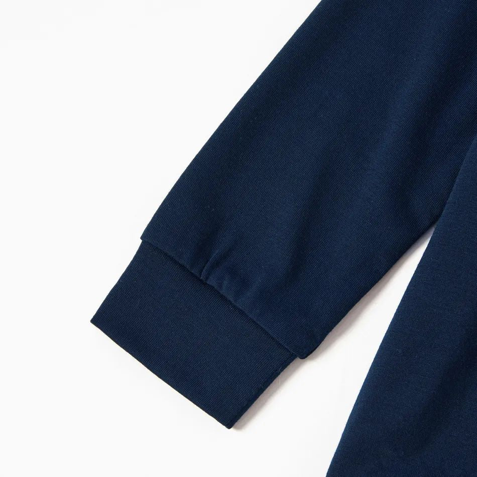 Chic und Stil | Our Family Christmas 2025 Creating Memories Together' Letter Print Long Sleeve Blue With Pants Blue Flowers Coordinated Family Pajama Sets