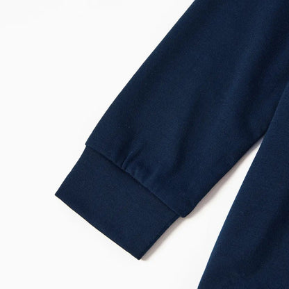 Chic und Stil | Our Family Christmas 2025 Creating Memories Together' Letter Print Long Sleeve Blue With Pants Blue Flowers Coordinated Family Pajama Sets