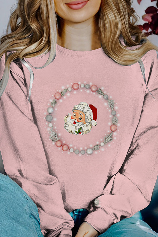 Chic und Stil | Printed Christmas Contrast Color Long Sleeve Pullover Sweatshirt