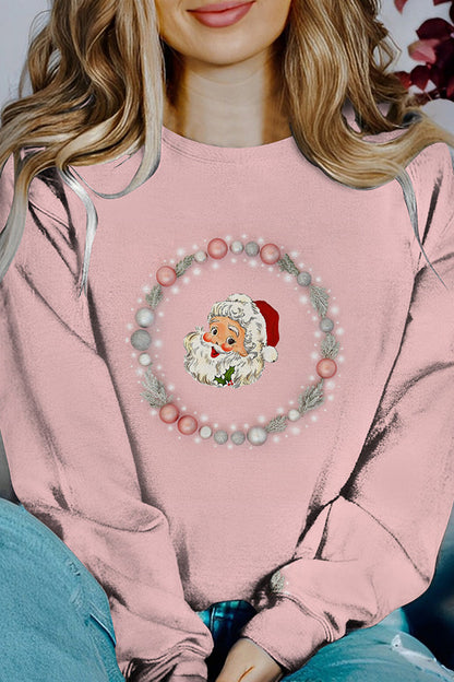 Chic und Stil | Printed Christmas Contrast Color Long Sleeve Pullover Sweatshirt