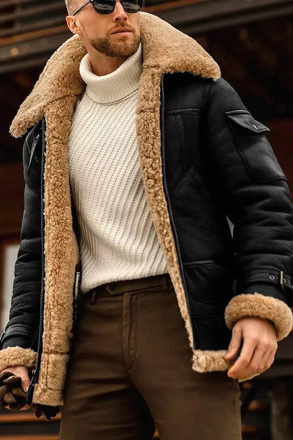 Chic und Stil | Camel Veste en cuir élégante et volatiles pour hommes