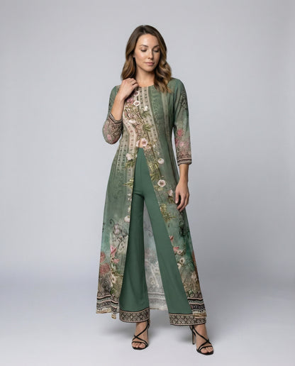 Women’s Floral Jumpsuit mit Wide Leg & Elegant Shawl | Chic und Stil