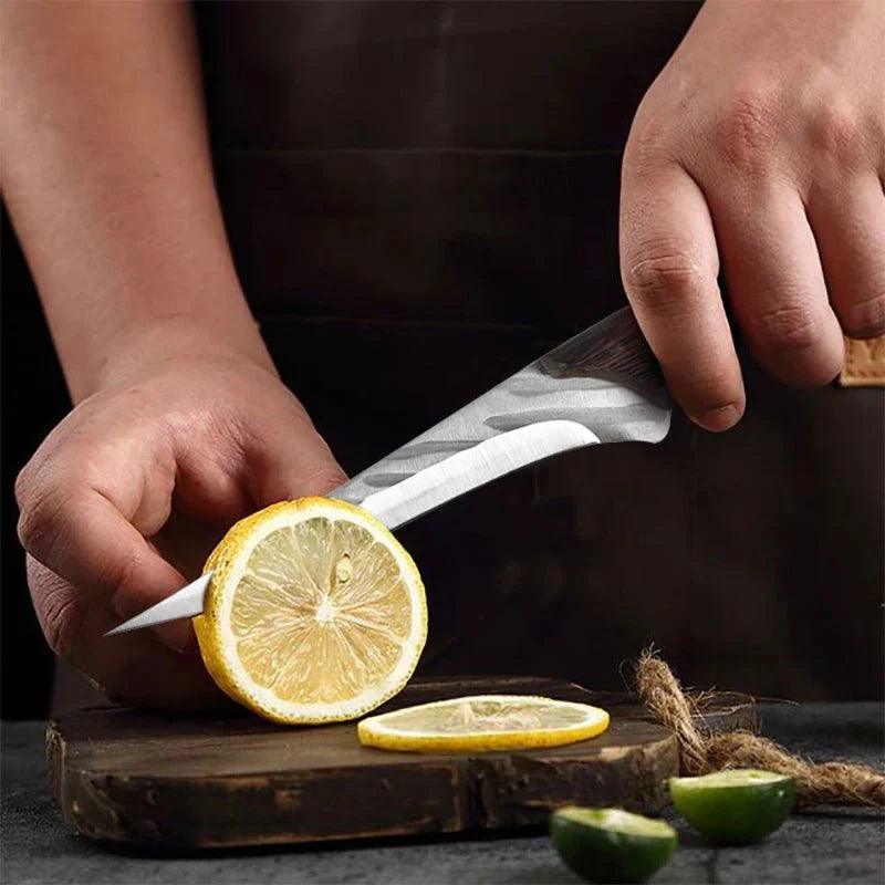 Couteau à désosser Forgé à la Main Couteau de Chef Couteau de Boucher avec Étui en Cuir, 4 Pièces - ChicUndStil