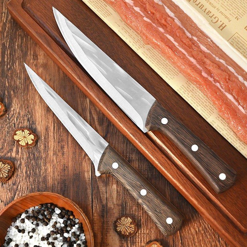 Couteau à désosser Forgé à la Main Couteau de Chef Couteau de Boucher avec Étui en Cuir, 4 Pièces - ChicUndStil