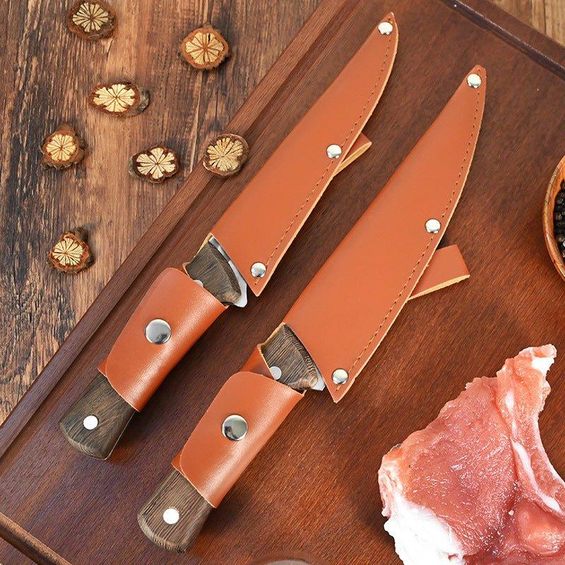 Couteau à désosser Forgé à la Main Couteau de Chef Couteau de Boucher avec Étui en Cuir, 4 Pièces - ChicUndStil