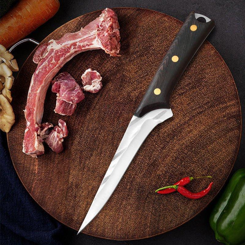 Couteau à désosser Forgé à la Main Couteau de Chef Couteau de Boucher avec Étui en Cuir, 4 Pièces - ChicUndStil