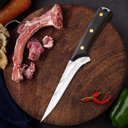 Couteau à désosser Forgé à la Main Couteau de Chef Couteau de Boucher avec Étui en Cuir, 4 Pièces - ChicUndStil